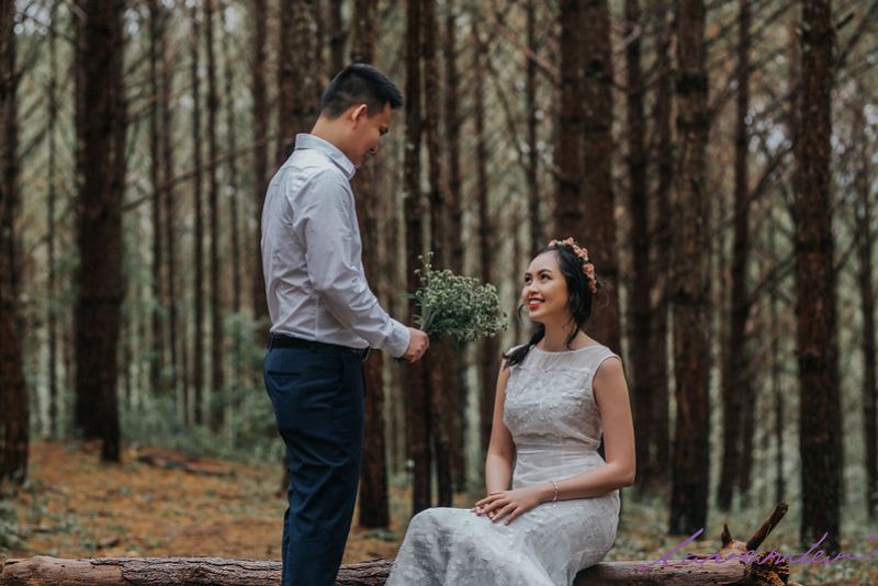 chụp ảnh cưới cô dâu chú rể trong rừng