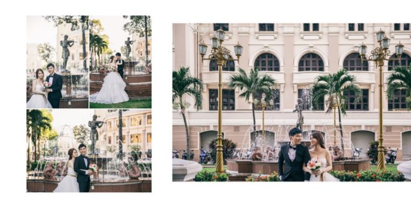 nhiều khung hình chupja nhr đám cưới của các cặp đôi cô dâu chú rể