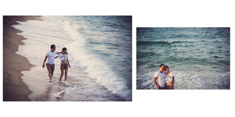 cùng chụp hình cưới ở biển sóng xô bờ