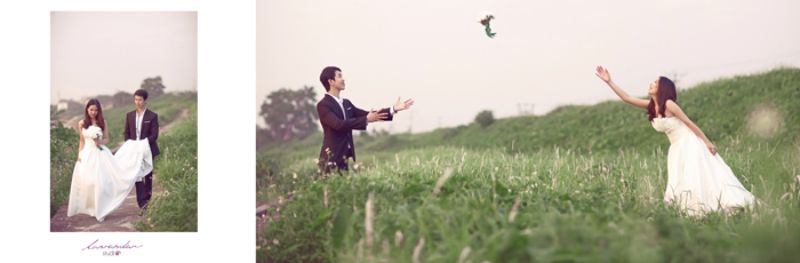 Chụp ảnh cưới chú rể tung hoa