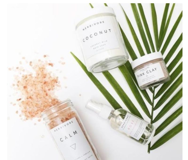 bộ kem dưỡng ẩm đặt bên chiếc lá cọ